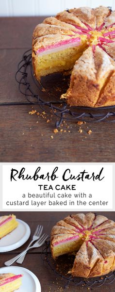 Rhubarb custard tea cake