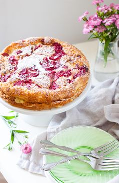 Rhubarb Magic Custard Cake