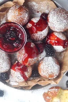 Ricotta Donuts with Blackberry Rosewater Sauce