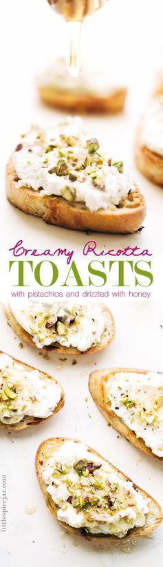 Ricotta Toasts with Pistachios and Honey