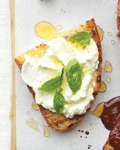 Ricotta with Lemon, Basil, and Honey Bruschetta