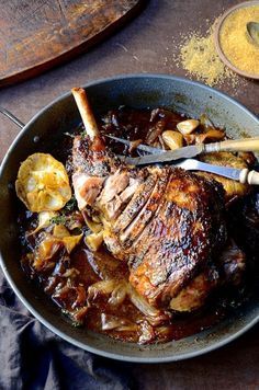 Roast leg of lamb with sweet onion marmalade