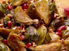 Roasted Brussels Sprouts with Pomegranates and Vanilla-Pecan Butter