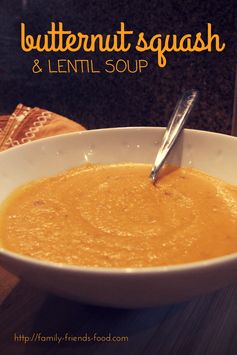 Roasted butternut squash and red lentil soup