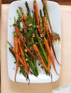 Roasted Carrots and Asparagus with Almond Gremolata