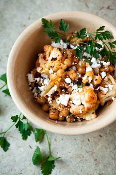 Roasted cauliflower, chickpeas and harissa