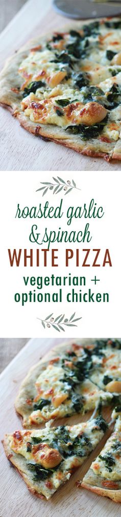 Roasted Garlic & Spinach White Pizza (with Optional Chicken