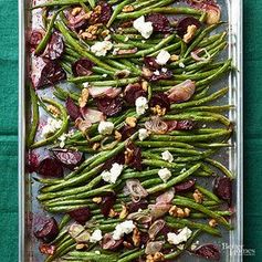 Roasted Green Beans with Beets, Feta, and Walnuts