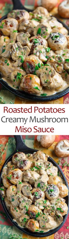 Roasted Potatoes in Creamy Mushroom and Miso Sauce