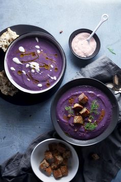 Roasted Purple Potato & Cauliflower Soup