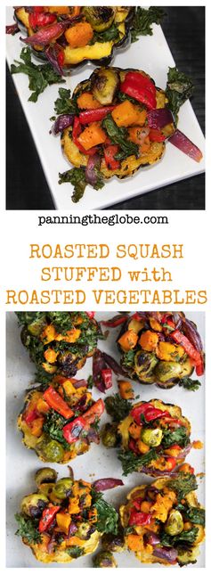 Roasted squash stuffed with roasted vegetables