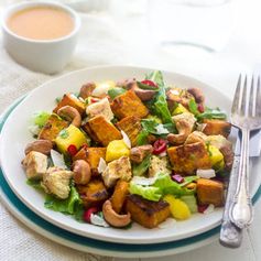 Roasted Sweet Potato Salad with Chicken and Mango Chipotle Vinaigrette