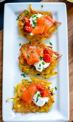 Roasted Tomato and Smoked Salmon Potato Latkes