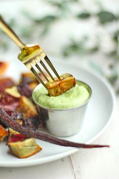 Roasted Veggies with Green Goddess Dip