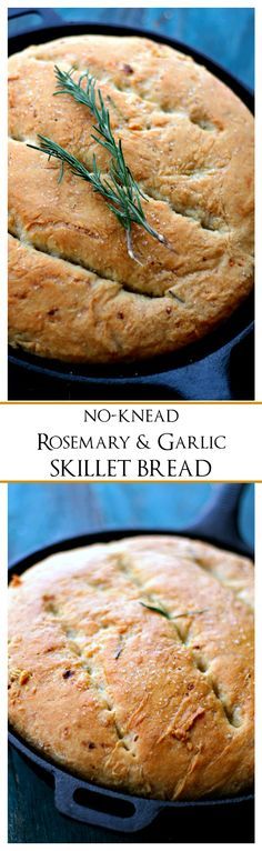 Rosemary and Garlic No-Knead Skillet Bread