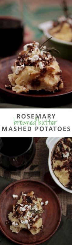 Rosemary Browned Butter Mashed Potatoes With Goat Cheese and Balsamic Glaze