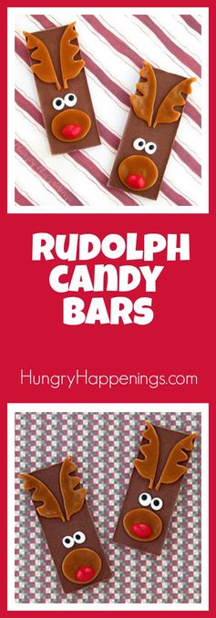 Rudolph the Red Nose Reindeer Candy Bars - Edible Christmas Craft