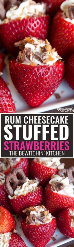 Rum Cheesecake Stuffed Strawberries