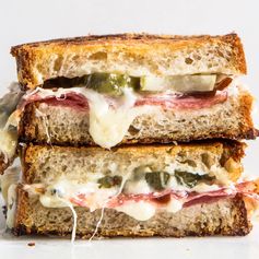 Salami and Pickle Grilled Cheese