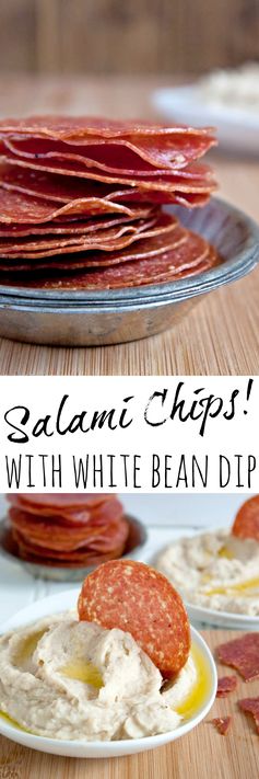 Salami Chips + White Bean Dip