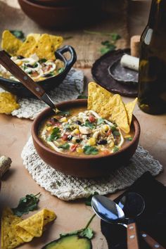 Salsa Verde Brown Rice Chicken Tortilla Soup (Dairy Free