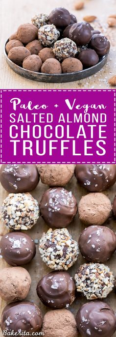 Salted Almond Chocolate Truffles (Paleo + Vegan