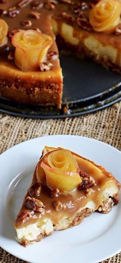 Salted Caramel Apple Cheesecake with Apple Roses