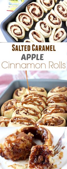 Salted Caramel Apple Cinnamon Rolls