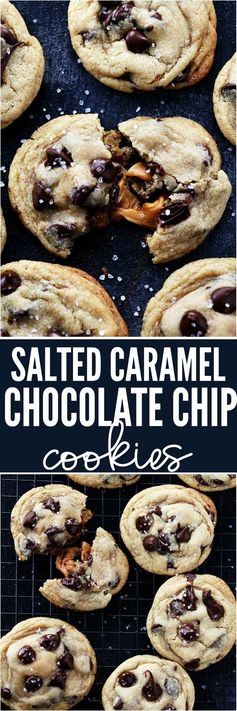 Salted Caramel Stuffed Chocolate Chip Cookies