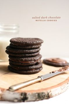 Salted Dark Chocolate Nutella Cookies