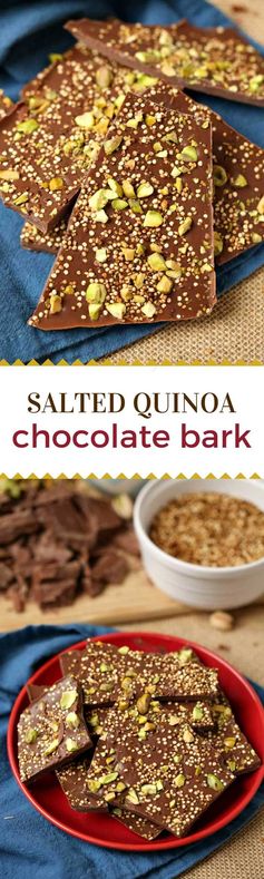 Salted Quinoa Chocolate Bark with Pistachios