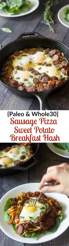 Sausage Pizza Sweet Potato Breakfast Hash (Paleo & Whole30