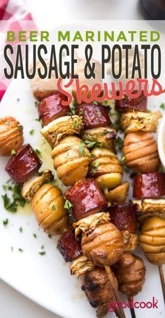 Sausage, Potato & Beer Skewers