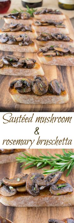 Sautéed mushroom and rosemary bruschetta