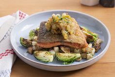 Seared Salmon & Fall Vegetables with Apple-Brown Butter Vinaigrette