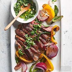 Seared Steak and Peppers with Cilantro Chimichurri