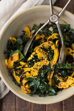 Sesame Delicata Squash Kale Salad