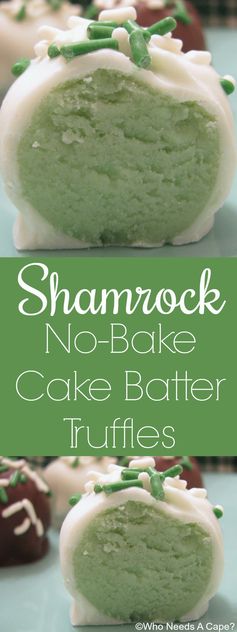 Shamrock No-Bake Cake Batter Truffles