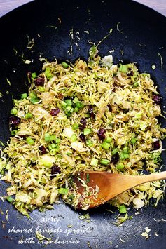 Shaved Brussels Sprouts with Cranberries Stir Fry