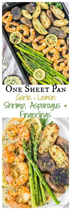 Sheet Pan Garlic & Lemon Shrimp, Asparagus & Fingerling Potatoes