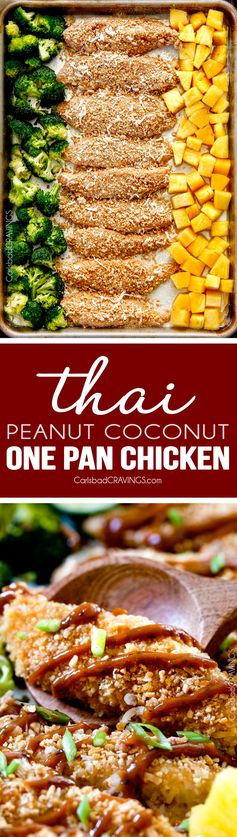 Sheet Pan Thai Peanut Coconut Chicken with Pineapple