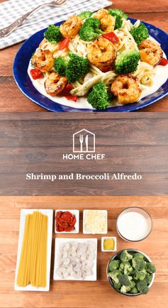 Shrimp and Broccoli Alfredo with spaghetti