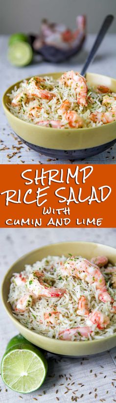 SHRIMP RICE SALAD with lime and cumin dressing