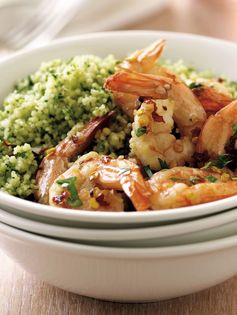 Shrimp Scampi over Pesto Couscous