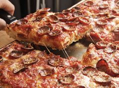 Sicilian Pizza With Pepperoni and Spicy Tomato Sauce