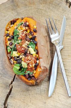 Single Serving Mexican Stuffed Sweet Potato