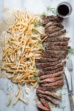 Skirt Steak with Truffle Oil Parmesan Fries