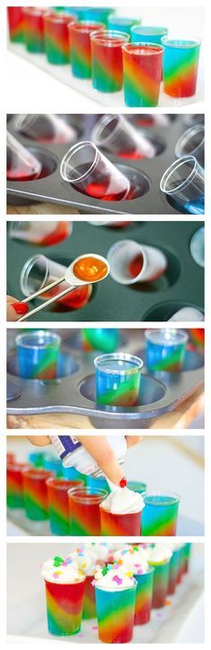 Slanted Rainbow Jello Shots