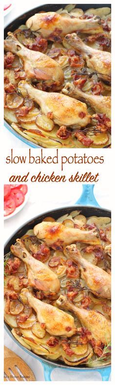 Slow baked potatoes and chicken skillet