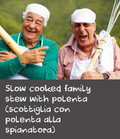 Slow cooked family stew with polenta (scottiglia con polenta alla spianatora